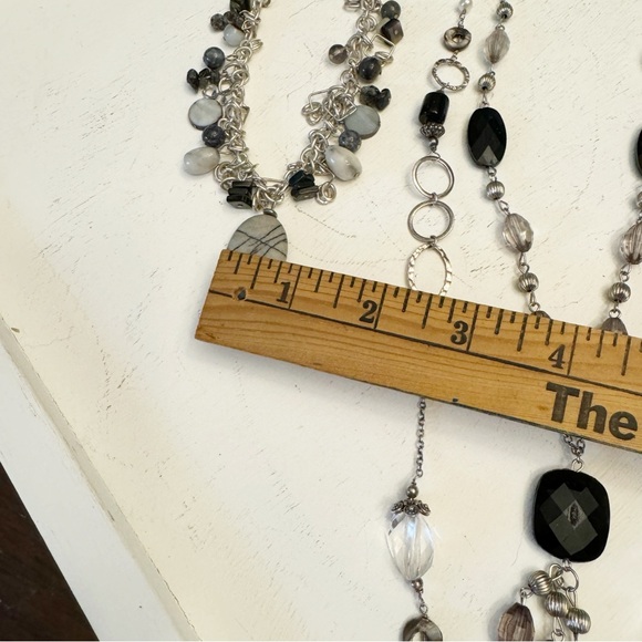 Beautiful Set of 3 Glass Metal Stone Pendant and Plastic Beads Necklaces Vintage - Picture 12 of 13